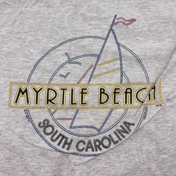 LA Flame Myrtle Beach South Carolina T Shirt Vintage Roll Sleeve size M L Gray - Picture 4 of 7